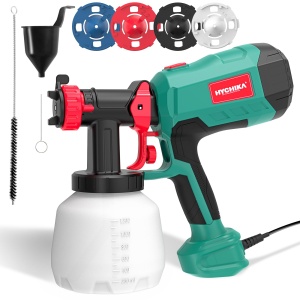 Sistem de pulverizare a vopselei HYCHIKA 600W, pulverizator de vopsea HVLP de 1200 ML, 3 modele de pulverizare, 4 duze si 2 instrumente de curatare, pistol de vopsea reglabil pentru pereti si lemn, metale