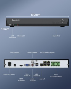 Sistem de supraveghere Reolink NVR RLN36, 36 canale, 3 sloturi HDD, suport 4K - Img 7