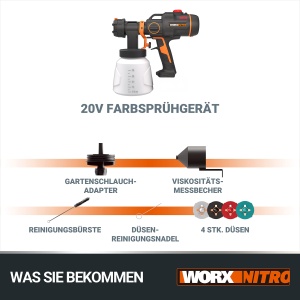 Sistem de vopsire cu pulverizare Worx WX020.9 Nitro, motor fara perii, 3 modele de pulverizare, 4 dimensiuni de duze - Img 7