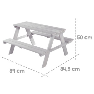 Sitzgruppe pentru copii Roba Outdoor, 4 locuri, din lemn masiv, gri - Img 3