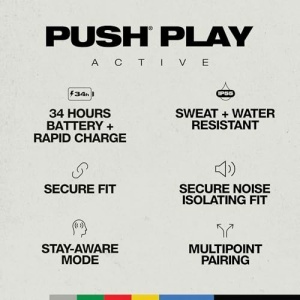 Skullcandy Push Play Active Casti In-Ear Wireless 34h Autonomie IP55 Preppy Blue - Img 2