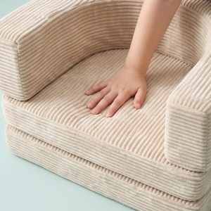 Sofa pentru copii Relaxdays, 10 piese, modular, bej, material cord - Img 6