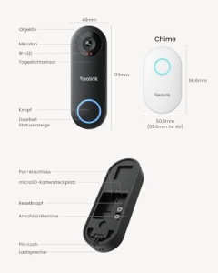 Sonerie video cu camera Reolink 5MP UHD, unghi 180, audio bidirectional - Img 10