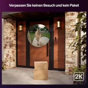 Sonerie video Philips Hue Secure, camera exterior 2K, vedere larga, negru - Img 2