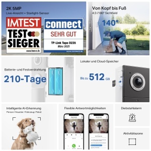 Sonerie video Tapo D235 cu camera 2K, 10000 mAh, nocturna color - Img 2