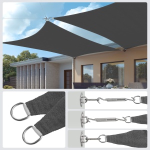 SONGMICS Sonnensegel 2x2m HDPE Protectie UV Culoare Gri Fumuriu - Img 8