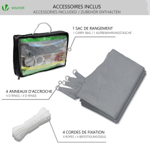 Sonnensegel VOUNOT, 3x4m, gri, 98 UV protectie, impermeabil - Img 7