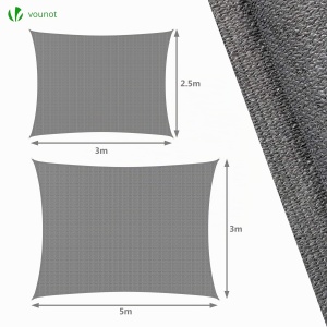 Sonnensegel VOUNOT cu Set de Montaj, 3x2,5m, Atmungsativ, Grau - Img 4
