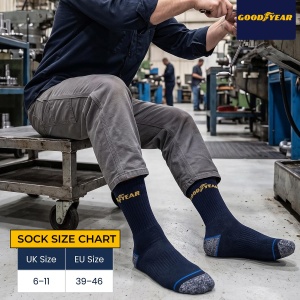 Sosete de lucru Goodyear, 5 perechi, negru, marimi UK 6-11EU 39-46 - Img 6