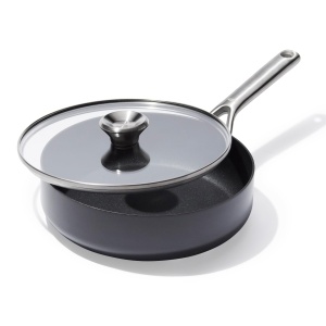 Sote OXO Ceramic Profesional 24 cm cu capac din sticla, antiaderent