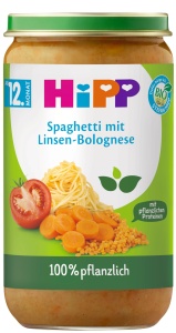Spaghetti cu Lenti Bolognese HiPP, 6 x 250g, Fara Sare, Bio