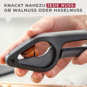 Spargatorul de nuci FACKELMANN din aluminiu - Spargator de nuci elegant potrivit pentru aproape toate nucile - Potrivit pentru nuci, alune & Co. - aprox. 31 x 6 x 3 cm, negru/gri - Img 4