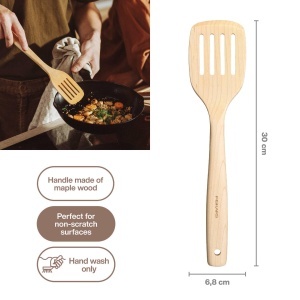 Spatula cu fante Fiskars Folken, 30 cm, din lemn de artar, culoare maro - Img 2