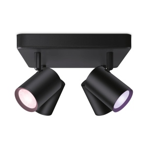 Spot LED WiZ Imageo, 4 Spoturi, Dimmabil, 16 Milioane Culori, Negru