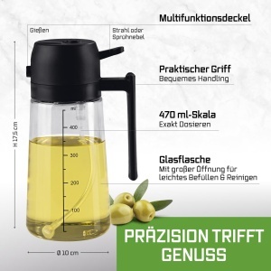 Spray pentru ulei GOURMETmaxx 2-in-1 din sticla, 470 ml, spumare fina si jet controlat - Img 8