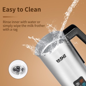 Spumant de lapte YASHE, spumant de lapte electric de 240 ml, spumant de lapte din otel inoxidabil 4 in 1, acoperire antiaderenta, pentru latte macchiato, cappuccino si cacao, rapid si usor de curatat - Img 7