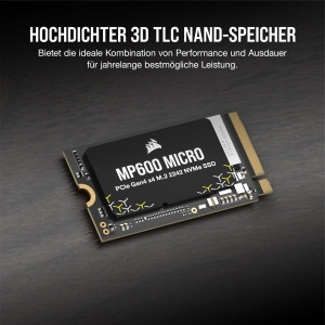 SSD Corsair MP600 Micro 2TB M.2 NVMe PCIe Gen4, 7000MBs, Negru - Img 5