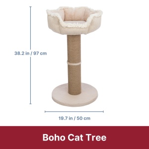 Stalpis pentru pisici Boho, Bej, 83 cm, cu pat moale detasabil - Img 5
