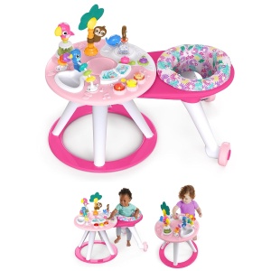 Statia de Joaca 2-in-1 Bright Starts Around We Go Tropic Coral, 10 Activitati, Roz - Img 2