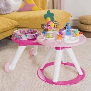 Statia de Joaca 2-in-1 Bright Starts Around We Go Tropic Coral, 10 Activitati, Roz - Img 12