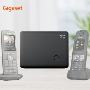 Statia DECT Gigaset Box 100, neagra, suporta 6 mobilteile, pentru telefon analogic - Img 8