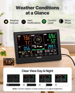 Statia Meteo VEVOR 7-in-1 cu Display de 7,5 Inch, Sensor Exterior Solar, Wi-Fi - Img 4
