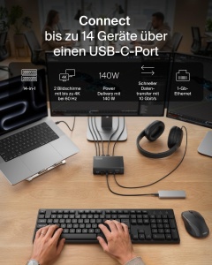 Statie de andocare Belkin Connect 14-in-1, 140W, 2 monitoare 4K, USB-C - Img 2