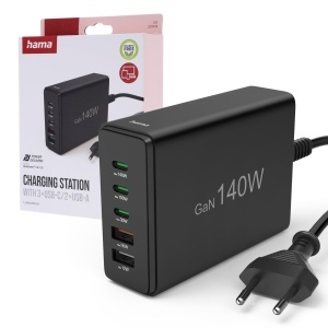 Statie de incarcare Hama 5 porturi USB, 140W, USB-C PD, design slim