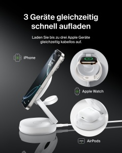 Statie de incarcare wireless Belkin BoostCharge 3-in-1 Qi2 15W - Img 2