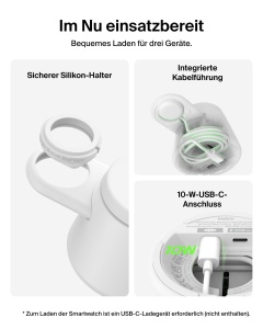 Statie de incarcare wireless Belkin UltraCharge 3-in-1, 25W, alba - Img 3