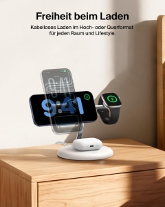 Statie de incarcare wireless Belkin UltraCharge 3-in-1, 25W, alba - Img 7