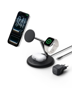 Statie de incarcare wireless Belkin UltraCharge 3-in-1, 25W, negru