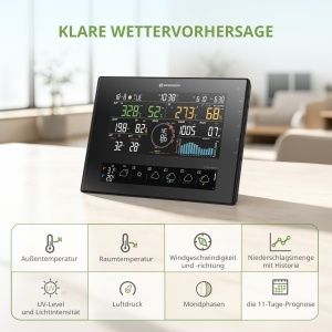 Statie Meteo Bresser 11-Zile 7-in-1 cu Wi-Fi, Solar, Negru - Img 3