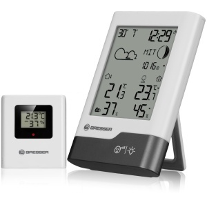 Statie Meteo Bresser cu Sensor Exterior, AlbGri, Temperatura si Umiditate