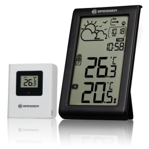 Statie meteo Bresser Meteo Temp W Negru cu senzor wireless si afisaj mare