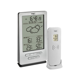 Statie meteo digitala TFA Dostmann Xena 35116254 cu senzor extern previziuni meteo argintiu