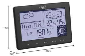 Statie meteo TFA Dostmann Elements 35115801 Display iluminat Functie prognoza meteo Negru - Img 7