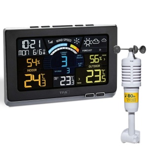 Statie meteo TFA Dostmann Spring Breeze, cu display colorat, neagra