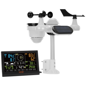 Statie meteo VEVOR 7-in-1 cu senzor exterior display color 75 inch alimentare solara