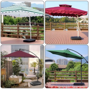 Stativ pentru umbrele VOUNOT, 4 piese, capacitate 52 L apa sau 100 kg nisip, negru - Img 2