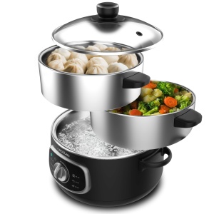 Steamer Electric Cecotec Vapovita Steelpot, 1300W, 10L, 3 recipienti din otel inoxidabil