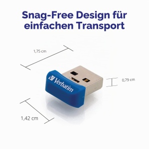 Stick USB NANO Verbatim 32 GB, USB 3.0, design superflat, albastru - Img 6