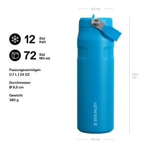 Sticla de apa Stanley 1913 Flip Straw 0.7L - Azure, izolare dubla, usoara - Img 2
