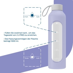 Sticla de apa Wessper ActiveMax 1L, borosilicata, cu husa din silicon, violet - Img 3