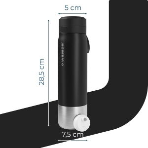 Sticla de apa Wessper cu filtru Actitex, 1000 ml, inox, negru - Img 5