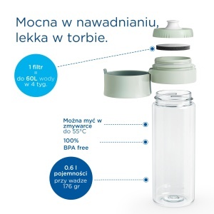 Sticla filtranta BRITA Vital, 600 ml, verde deschis, cu 2 filtre MicroDisc - Img 6