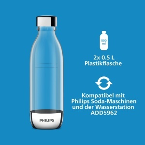 Sticle carbonatatoare Philips 0,5 L, transparente, set de 2 - Img 2