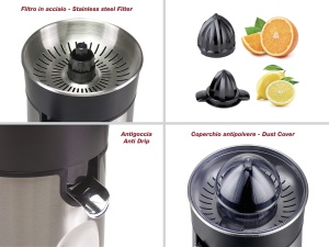 Storcator electric citrice Beper P102EST001, 85W, otel inoxidabil, sistem anti-picurare - Img 4