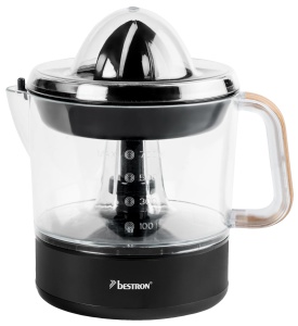 Storcator electric de citrice si portocale Bestron, incl. 2 conuri de presare si capac de aroma, motor cu doua directii de rotatie (stanga/dreapta), capacitate: 0,7 litri, colectie Black & Wood, culoare: negru/lemn - Img 2