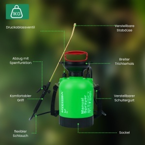 Stropitoare cu presiune HYCHIKA 3L, duza ajustabila, design ergonomic - Img 5